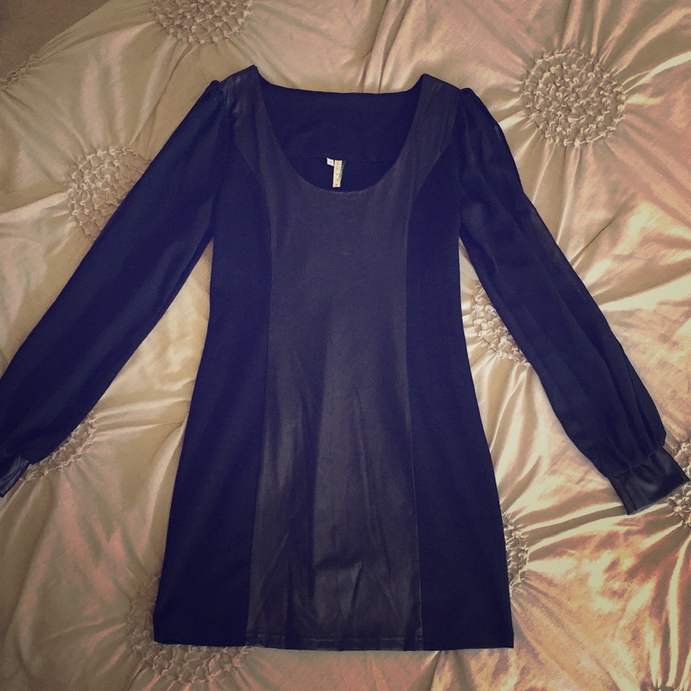 Black dress with Leather panel